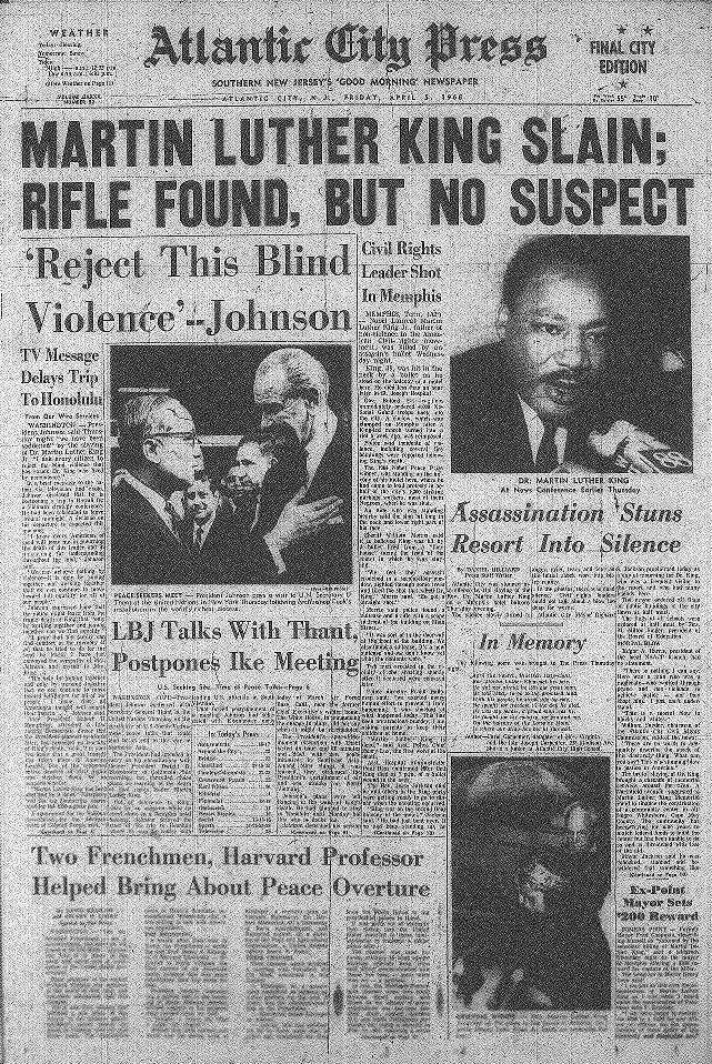 MLK assassinataion front page